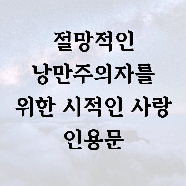 절망적인 낭만주의자를 위한 시적인 사랑 인용문