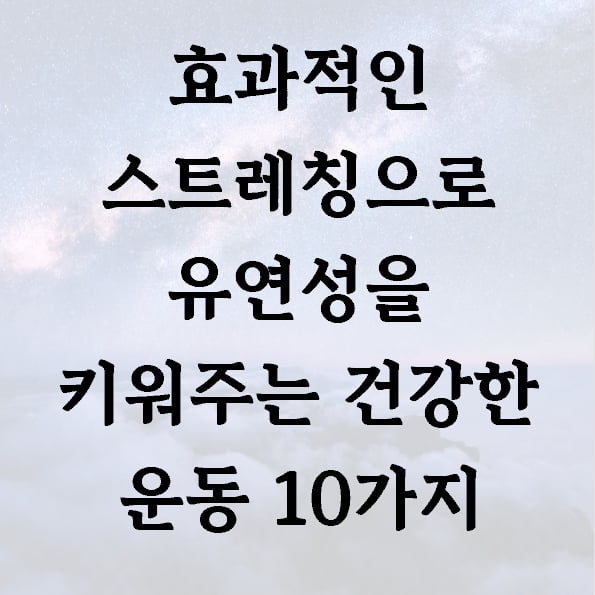 효과적인 스트레칭으로 유연성을 키워주는 건강한 운동 10가지