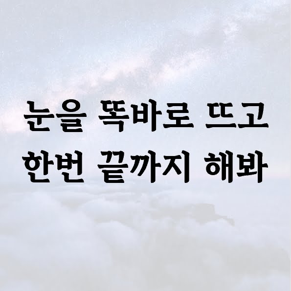 눈을 똑바로 뜨고 한번 끝까지 해봐