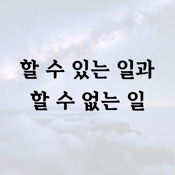 할 수 있는 일과 할 수 없는 일