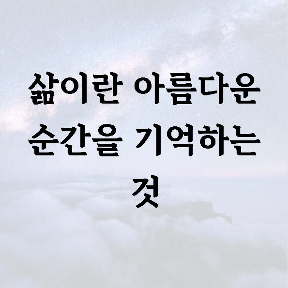 삶이란 아름다운 순간을 기억하는 것