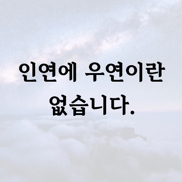 인연에 우연이란 없습니다.