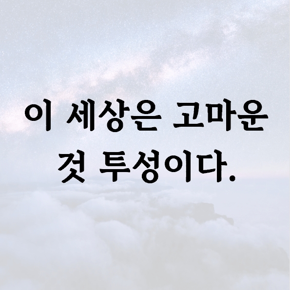 이 세상은 고마운 것 투성이다.