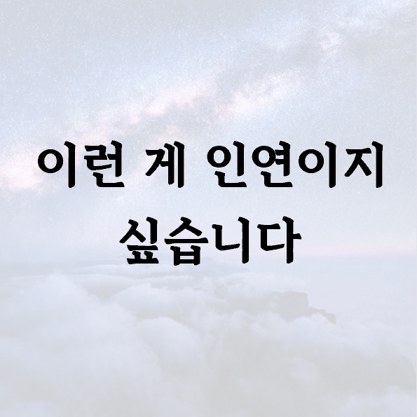 이런 게 인연이지 싶습니다