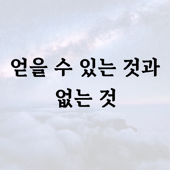 얻을 수 있는 것과 없는 것