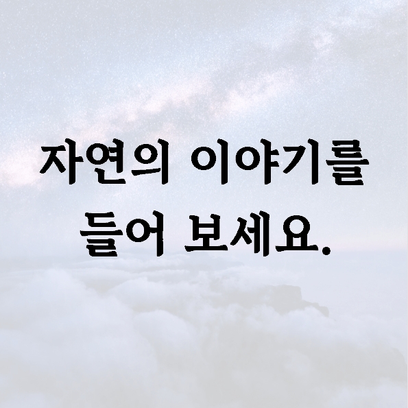 자연의 이야기를 들어 보세요.