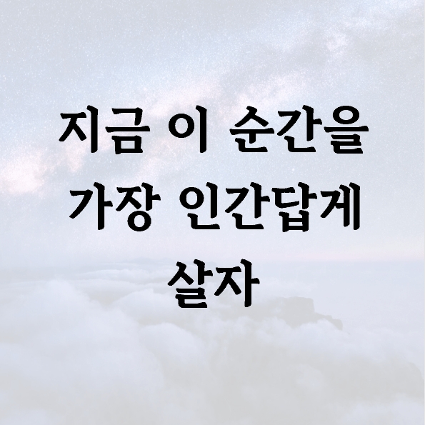 지금 이 순간을 가장 인간답게 살자