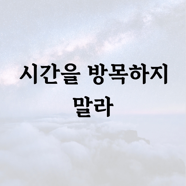 시간을 방목하지 말라