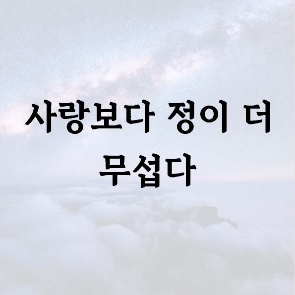 사랑보다 정이 더 무섭다
