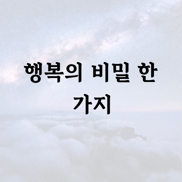 행복의 비밀 한 가지