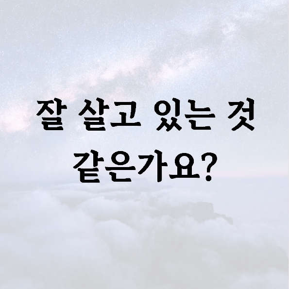 잘 살고 있는 것 같은가요?