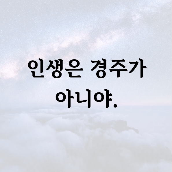 인생은 경주가 아니야.