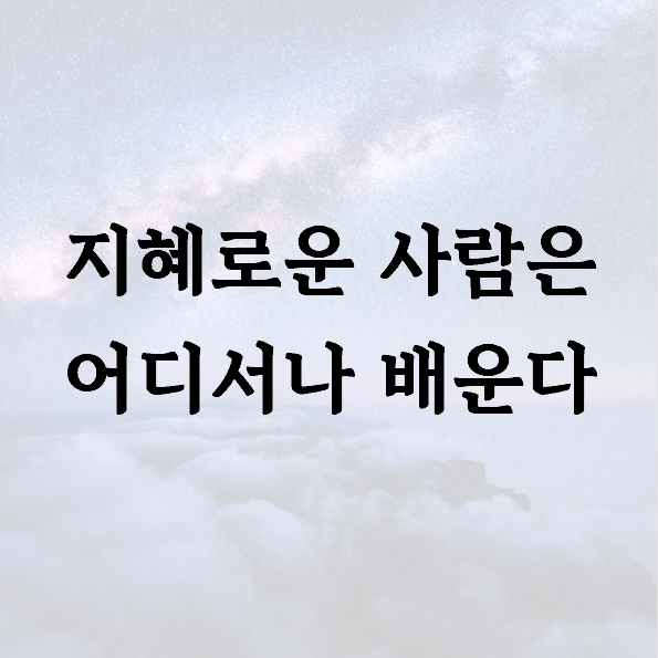 지혜로운 사람은 어디서나 배운다