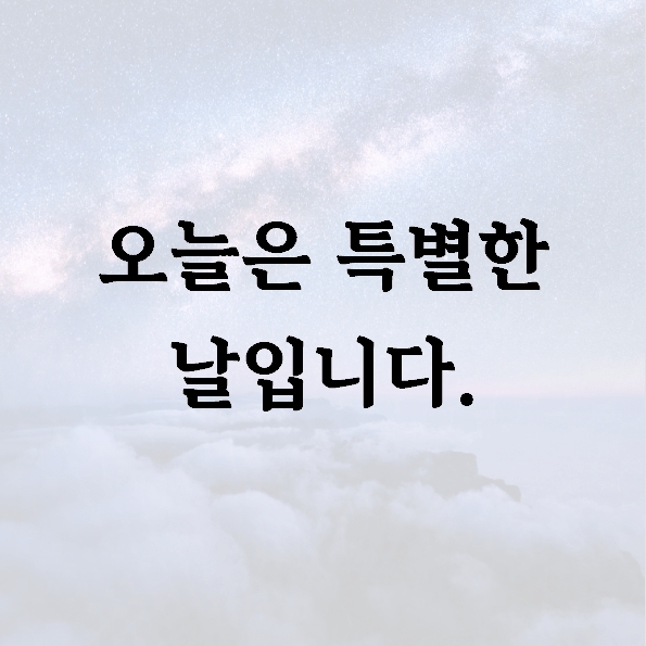 오늘은 특별한 날입니다. 