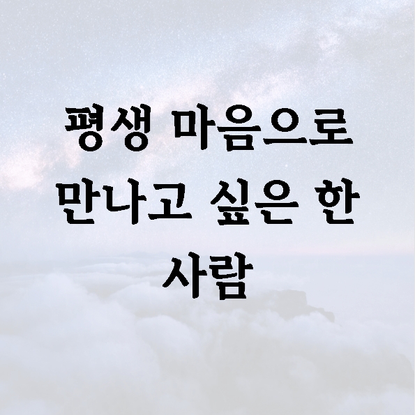 평생 마음으로 만나고 싶은 한 사람