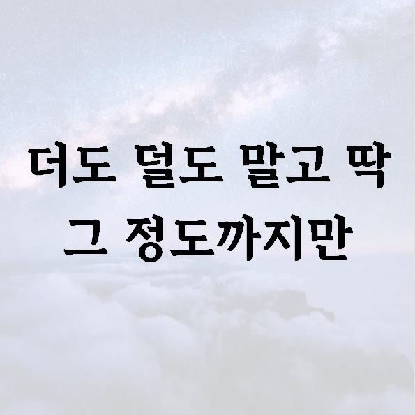 더도 덜도 말고 딱 그 정도까지만